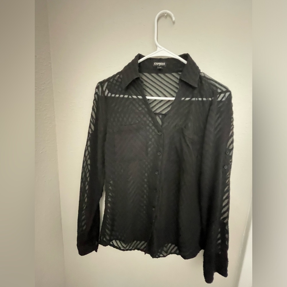 Express black button long sleeve top